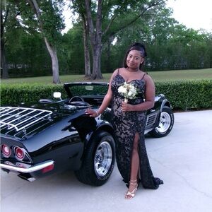 B Darlin Black Lace Prom Dress